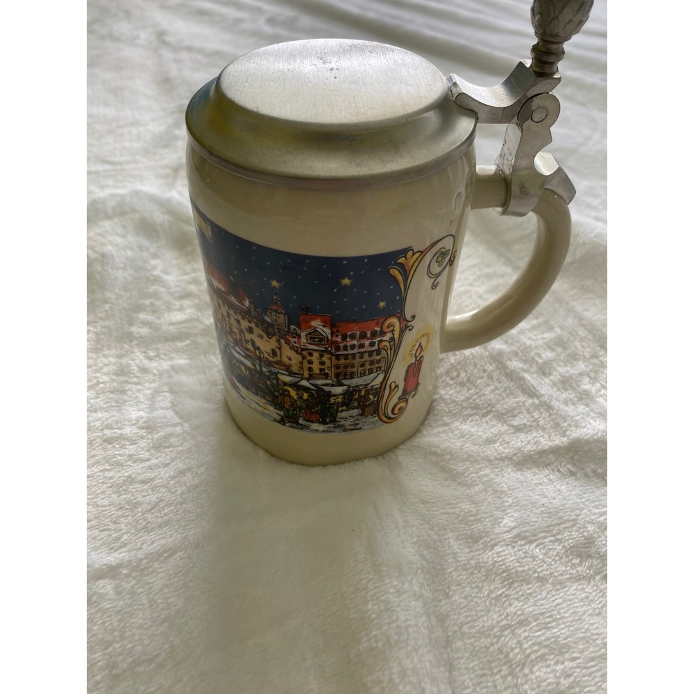Nurnberger Christkindlesmarkt German Beer Stein 0.25L Metal Lid Gary Holiday Mug